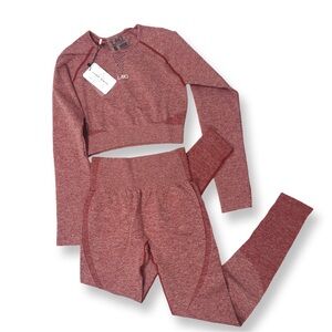 NWT Laki athletic set long sleeve cropped top with leggings red size small